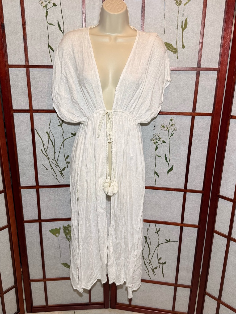 Billabong Women’s Beach Cover-Up dress self tie White size S/M- NEW